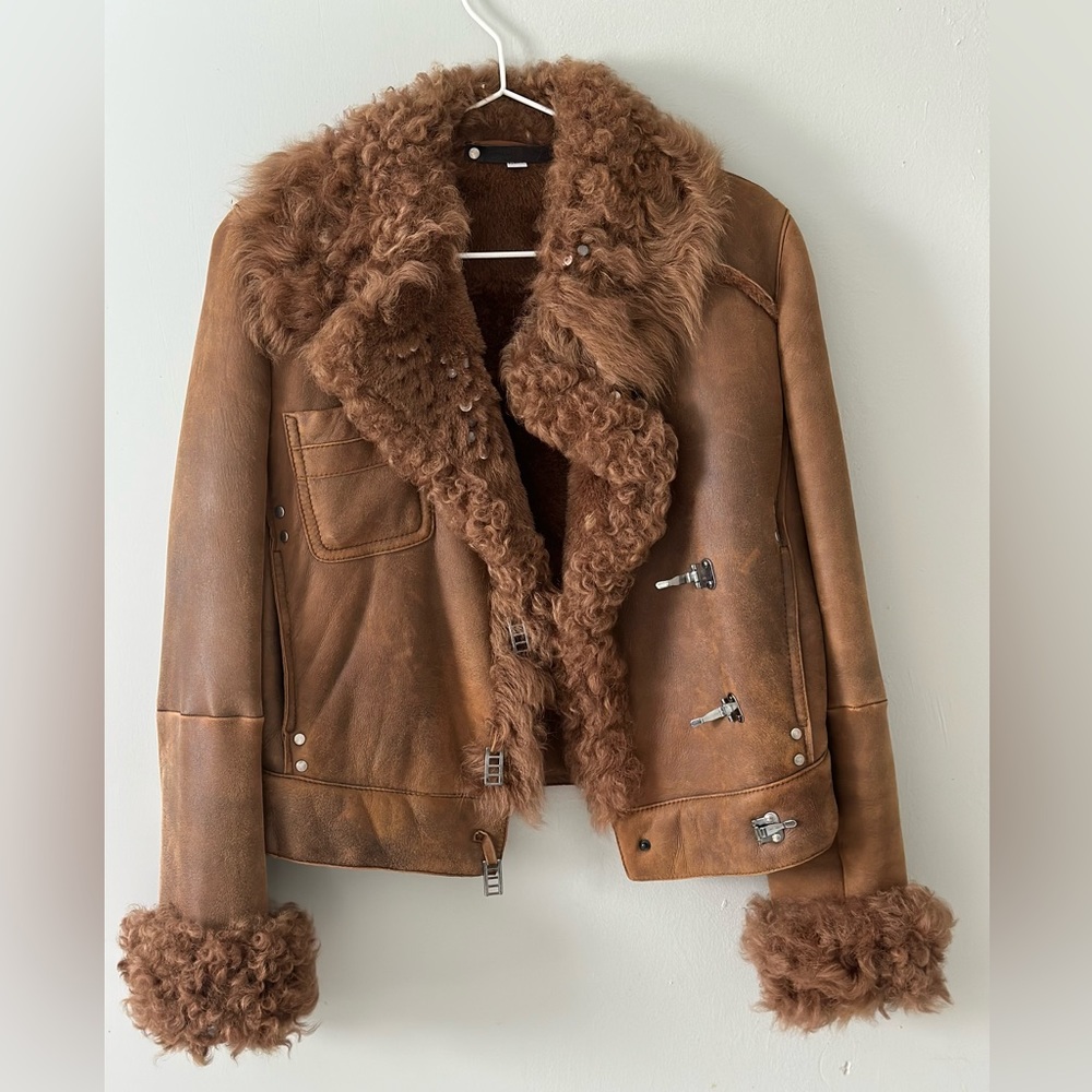 Leather Fur Studded Jacket